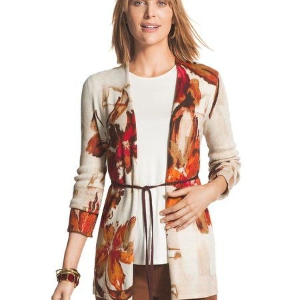 Chico's Warm Floral Valencia Cardigan size 0